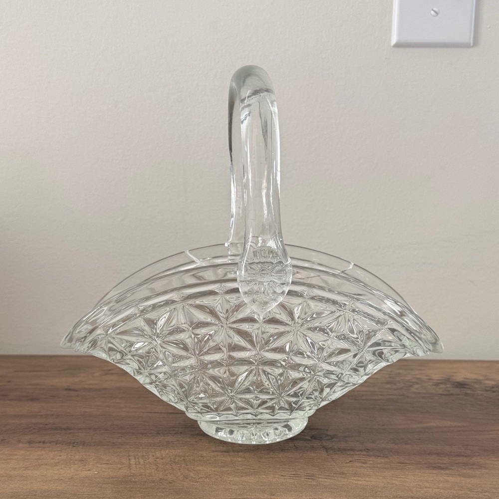 Elegant Vintage Clear Glass Basket